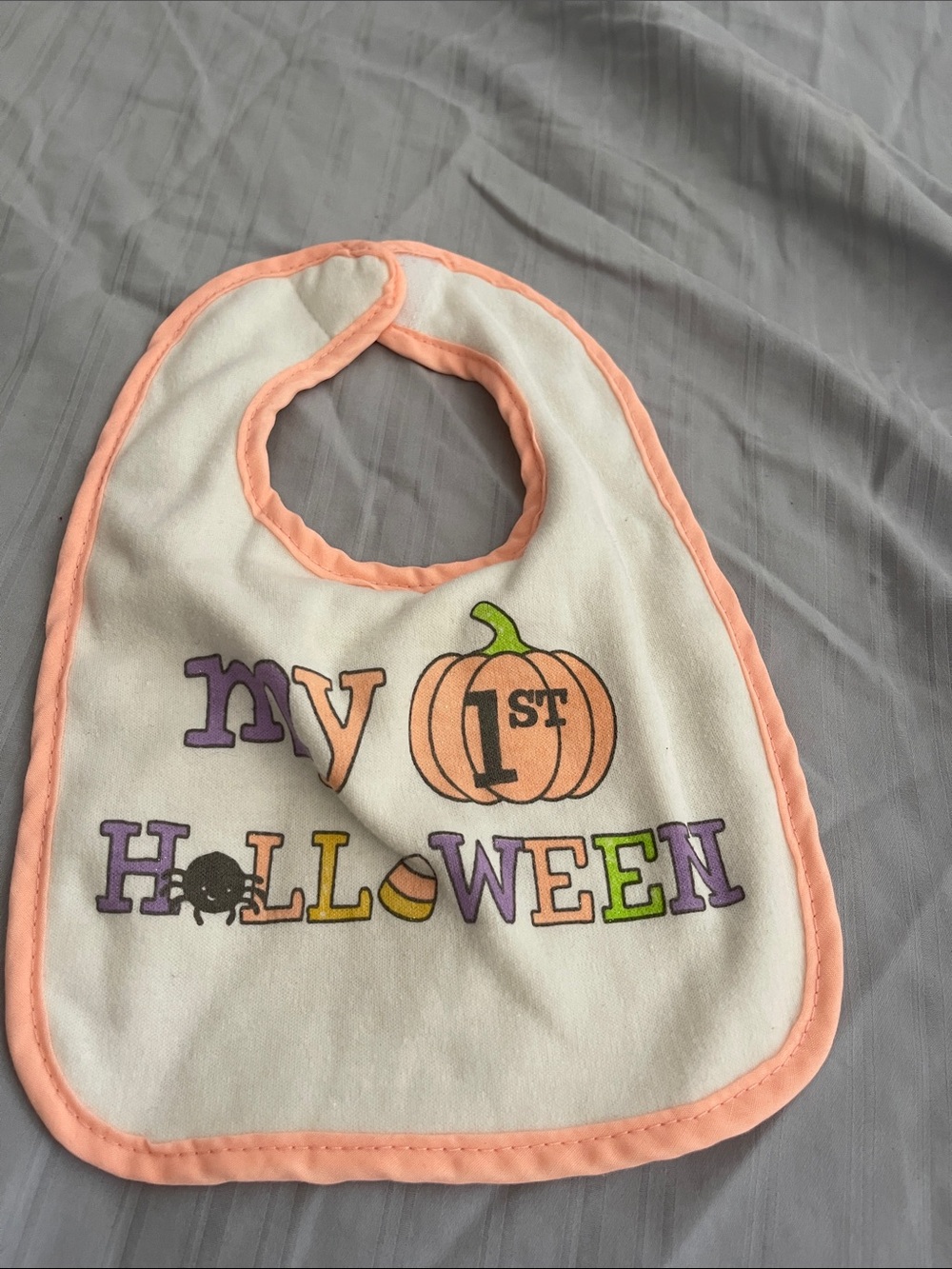Baby Bib - My 1st Halloween Peach Trim